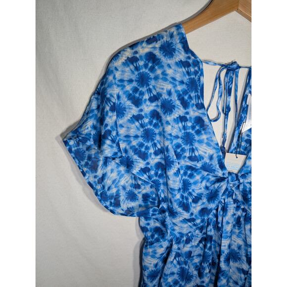 Primark Womens Swim Cover Dress Sz Small 6-8 Blue Cover Up Spring Break Tie Back - Picture 4 of 6